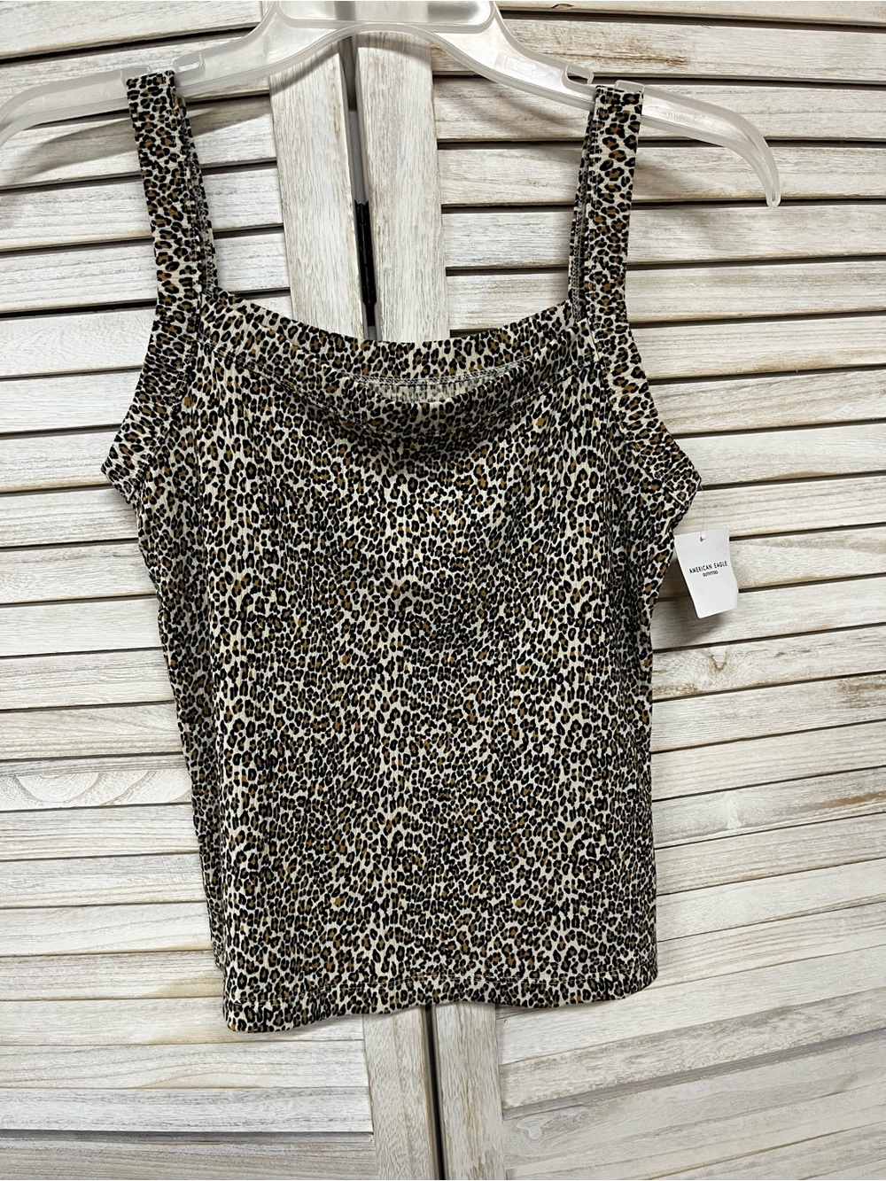 NWT American Eagle Leopard Print Ribbed Tank Top Cami Size Large